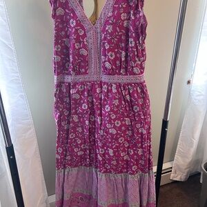 LOFT Sleeveless Floral Maxi Dress in Magenta and Lavender Tones